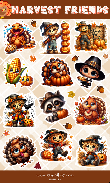 🍁 Harvest Friends Sticker Sheet