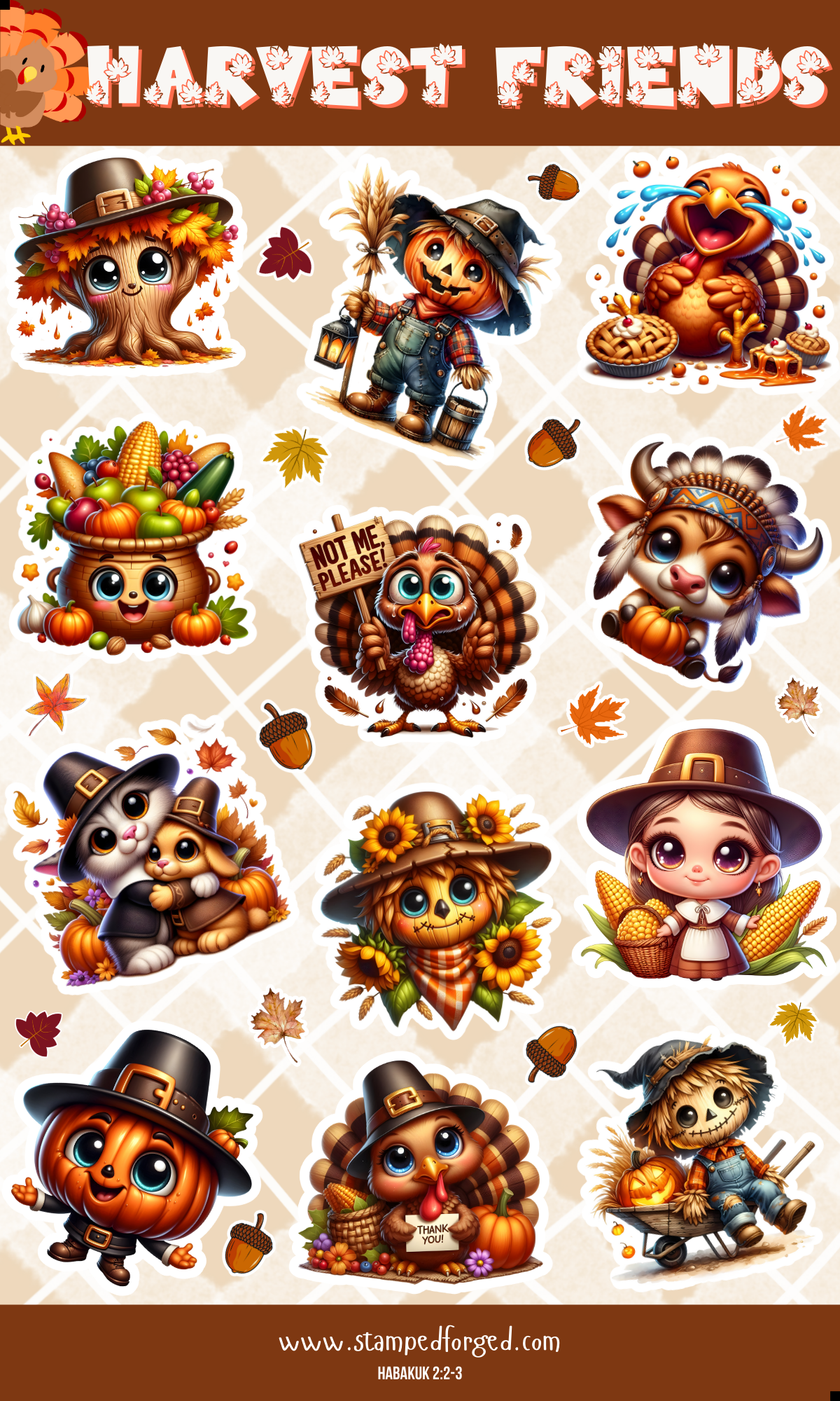 🍁 Harvest Friends Sticker Sheet